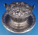 Italian Sterling Silver Fruit Bowl with underplate Barrel of Grapes  (#8372)