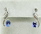 14k White Gold 3.2ct Genuine Natural Tanzanite and Diamond Earrings (#J1815)