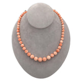 Graduated 11.7mm to 5.55mm Genuine Natural Coral Bead Necklace 14k Clasp #J7331