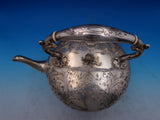 Martin, Hall and Co English Silverplate Kettle on Stand Bright-Cut w/Rams #7418