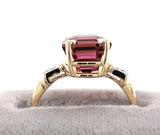 14k Gold Asscher Cut 4.45ct Genuine Natural Raspberry Tourmaline Ring (#J5842)