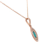 14k Rose Gold Brazilian .20ct Paraiba Genuine Tourmaline Diamond Pendant #J7433