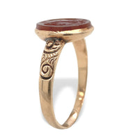 10k Rosey Yellow Gold Genuine Natural Carnelian Stone Warrior Cameo Ring #J7274