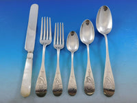 Very Early California Sterling Silver Flatware Set c1870's Race Horse Equestrian
