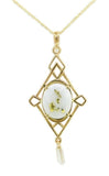 14K Yellow Gold 2.16ct Genuine Natural Gold Vein Quartz Pendant Lavaliere #J4200