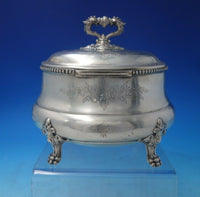 Beaded by Unknown German .800 Silver Tea Caddy Bright-Cut w/ Lion Feet (#6043)