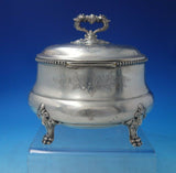 Beaded by Unknown German .800 Silver Tea Caddy Bright-Cut w/ Lion Feet (#6043)