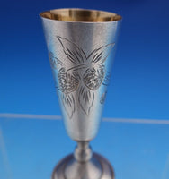 Russian .875 Silver Cordial Cup GW Interior Bright-Cut with Strawberries (#8172)