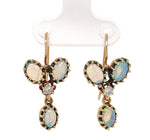 14k Yellow Gold Genuine Natural Opal Diamond Drop Earrings w/Lively Color #J7297