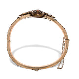 Genuine Natural Bohemian Garnet Bangle Bracelet with Rosette Center (#J7247)