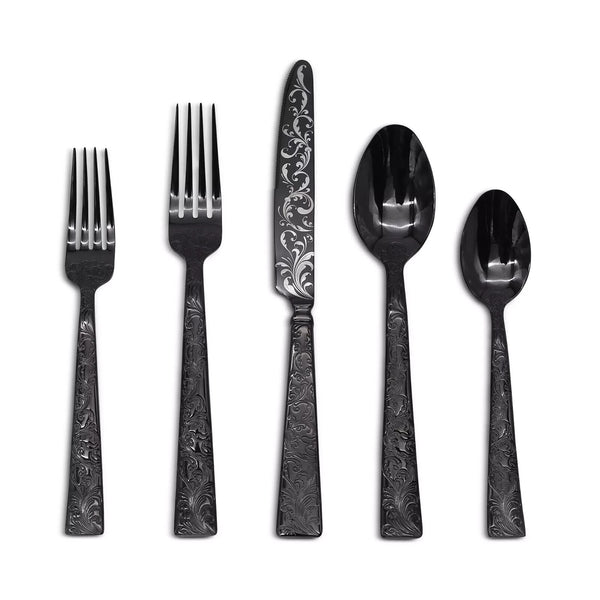 Parisian Garden Black by Ricci Stainless Flatware Set for 8 Service 40 piece New
