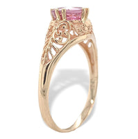 14k Yellow Gold Filigree 1.32 Carat Pink Genuine Natural Spinel Ring (#J7196)
