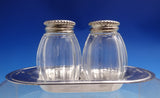 Perles by Christofle Sterling Silver Glass Salt Pepper Shaker Set w/Tray (#8748)