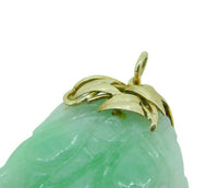 14k Yellow Gold Carved Jade Pendant with Leaves A Jadeite with Report (#J4593)
