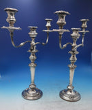 Silver on Copper Candelabra Pair Three-Light 20 inch #6449