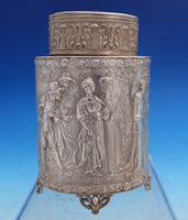 Neresheimer and Sohne .800 German Silver Tea Caddy Hanau Figural Scenes (#8521)