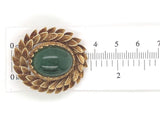 14k Yellow Gold Oval Green Nephrite Jade Leaf Wreath Pin Jewelry (#J7041)