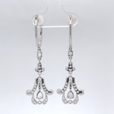 18k Gold Rose Cut 1 Carat Genuine Natural Diamond Dangle Drop Earrings (#J6263)