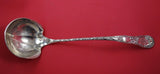 Sterling Silver Punch Ladle Bright-Cut with Daisy in Bowl 6.7 ozt. 14" Serving