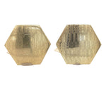 Pair of 14k Yellow Gold Hexagonal Men's Cufflinks with Wavy Engraving (#J6866)