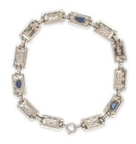 10k White Gold Art Deco Diamond Filigree Bracelet w/ Paste Stones 7.25" (#J6882)