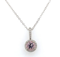 14k Gold .58ct Pink Genuine Natural Morganite Pendant with Diamond Halo (#J6469)