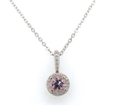 14k Gold .58ct Pink Genuine Natural Morganite Pendant with Diamond Halo (#J6469)