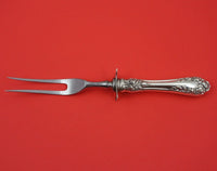 Rose by Wallace Sterling Silver Steak Carving Fork with Guard HH WS 8 3/4"