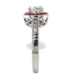 14k White Gold .80ct European Cut Genuine Natural Diamond Ring Ruby Halo #J7265