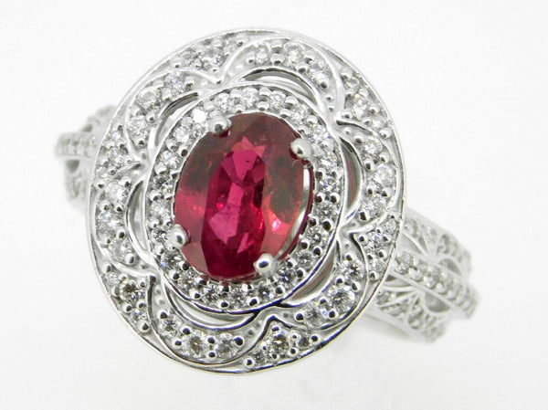 14k White Gold 1.57ct Ruby Ring GIA Burmese Pigeon Blood Jewelry (#J4500)
