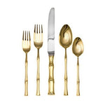 Bamboo Gold D'Oro by Ricci Stainless Steel Flatware Set for 4 Service 20 pc New