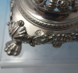 FDG .833 Silver Candlestick Pair Applied Flowers Ball Lion Feet c.1850 (#5522)