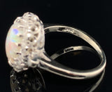 14k White Gold Genuine Natural Opal and Diamond Ring Size 5.5 Jewelry (#J6494)