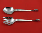 Blossom by Unknown Mexican Sterling Silver Salad Serving Set 3-D flower 10 1/2"