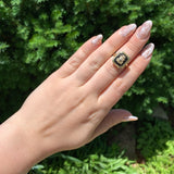 14k Yellow Gold Floral Filigree Genuine Natural Black Onyx Ring w/Emblem #J6777