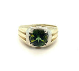 10k Yellow White Gold Men's 1.58ct Green Genuine Natural Tourmaline Ring (#5282)