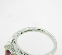 14k White Gold .46ct Genuine Natural Ruby Ring with Diamond Halo (#J5100)