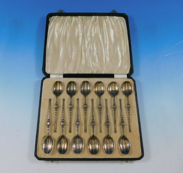 Israel Sigmund Greenberg English Estate Sterling Silver Demitasse Set 12pc w/Box