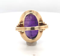 13k Yellow Gold European Carved Amethyst Scarab Ring Size 6.5 Jewelry (#J6271)