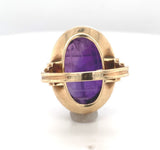 13k Yellow Gold European Carved Amethyst Scarab Ring Size 6.5 Jewelry (#J6271)