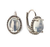 14k Gold 1.80ct TW Genuine Moonstone and Diamond Halo Leverback Earrings #J7126