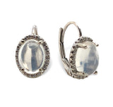 14k Gold 1.80ct TW Genuine Moonstone and Diamond Halo Leverback Earrings #J7126