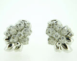 18k White Gold Genuine Natural Diamond Flower Earrings 1.2 Carats (#J1779)