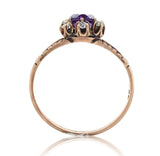 10k Rose Gold Victorian Genuine Natural Amethyst and Diamond Ring Size 7 #J6900