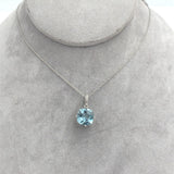Platinum 4.75 Carat Genuine Natural Aquamarine and Diamond Pendant (#J7231)