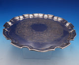 Ellis Barker English Silverplate Serving Tray w/Floral Wreath 3/4" x 12" (#7625)