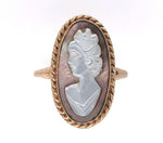 10k Yellow Gold Genuine Natural Mother of Pearl Shell Cameo Ring (#J6301)