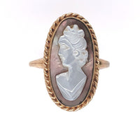 10k Yellow Gold Genuine Natural Mother of Pearl Shell Cameo Ring (#J6301)