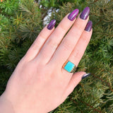 Vintage 14k Gold Men's 2.81 Carat Genuine Natural Turquoise Ring (#J6539)