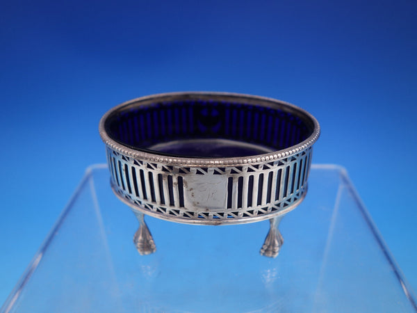 Georgian English Sterling Silver Salt Cellar Master w/Cobalt Glass Liner (#6937)